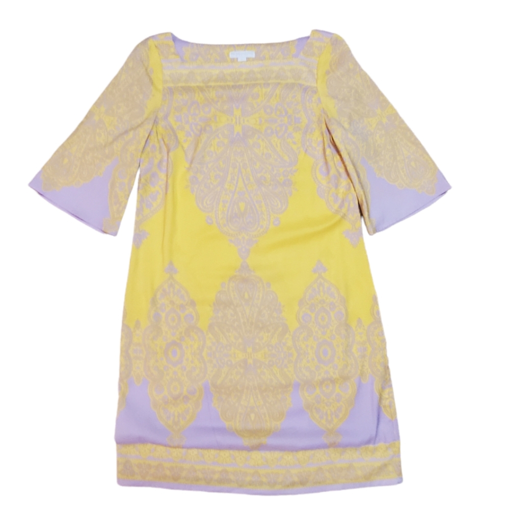 Women's New York & Co. purple yellow paisley tunic dress size XS